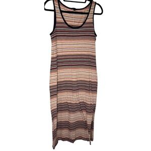 Tommy Hilfiger 100% Cotton Striped Tank Maxi side slit Dress Comfy Athleisure M